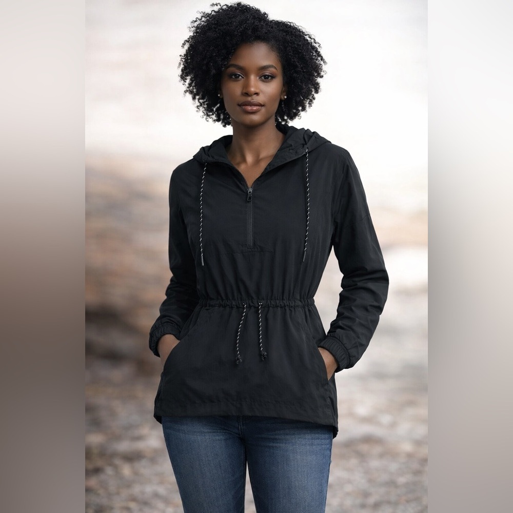 CALIA BY CARRIE UNDERWOOD- Black Wind Breaker w/Hood & Adj Drawcord. Size L